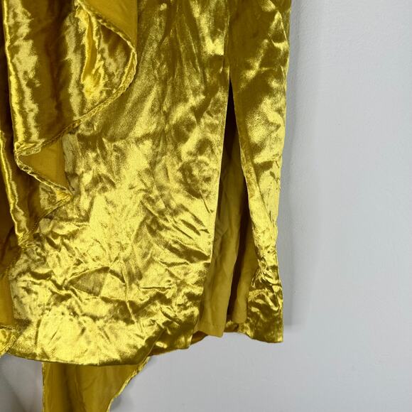 Milly Yellow Gold Angelina Midi Velvet Ruffle Skirt - Picture 3 of 10
